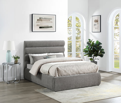 Amara Grey Chenille Fabric Upholstered Full Bed, 1 Piece (Style 3)