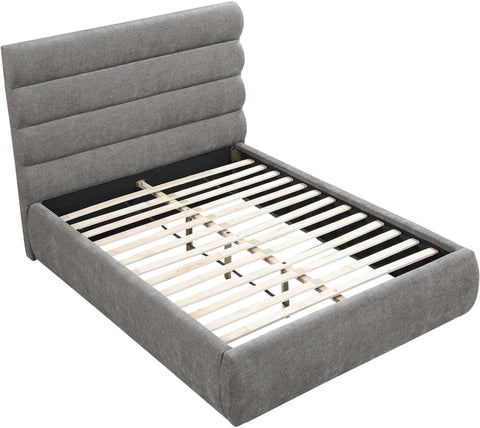 Amara Grey Chenille Fabric Upholstered Full Bed, 1 Piece (Style 3)
