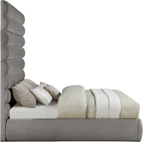 Amara Grey Chenille Fabric Upholstered King Bed, 1 Piece (Style 2)
