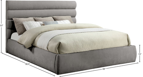 Amara Grey Chenille Fabric Upholstered King Bed, 1 Piece (Style 3)