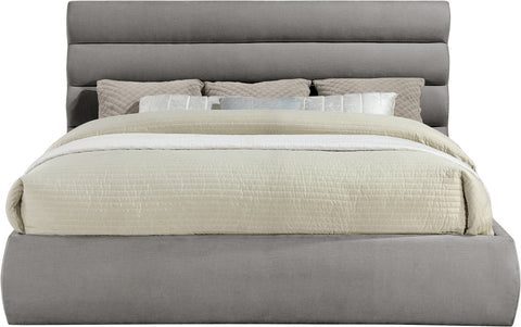 Amara Grey Chenille Fabric Upholstered King Bed, 1 Piece (Style 3)