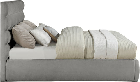Amara Grey Chenille Fabric Upholstered King Bed, 1 Piece (Style 3)