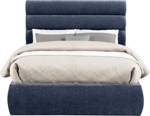 Amara Navy Chenille Fabric Upholstered Full Bed, 1 Piece (Style 3)