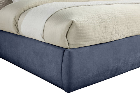 Amara Navy Chenille Fabric Upholstered King Bed, 1 Piece