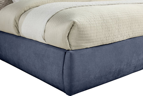 Amara Navy Chenille Fabric Upholstered King Bed, 1 Piece (Style 3)