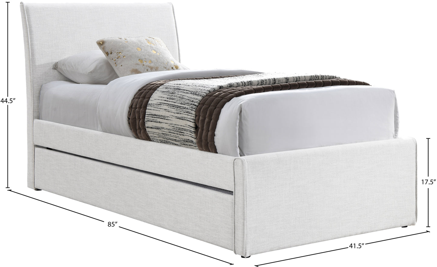 niagara cream linen textured fabric twin trundle bed