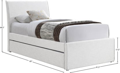 Niagara Cream Linen Textured Fabric Twin Trundle Bed