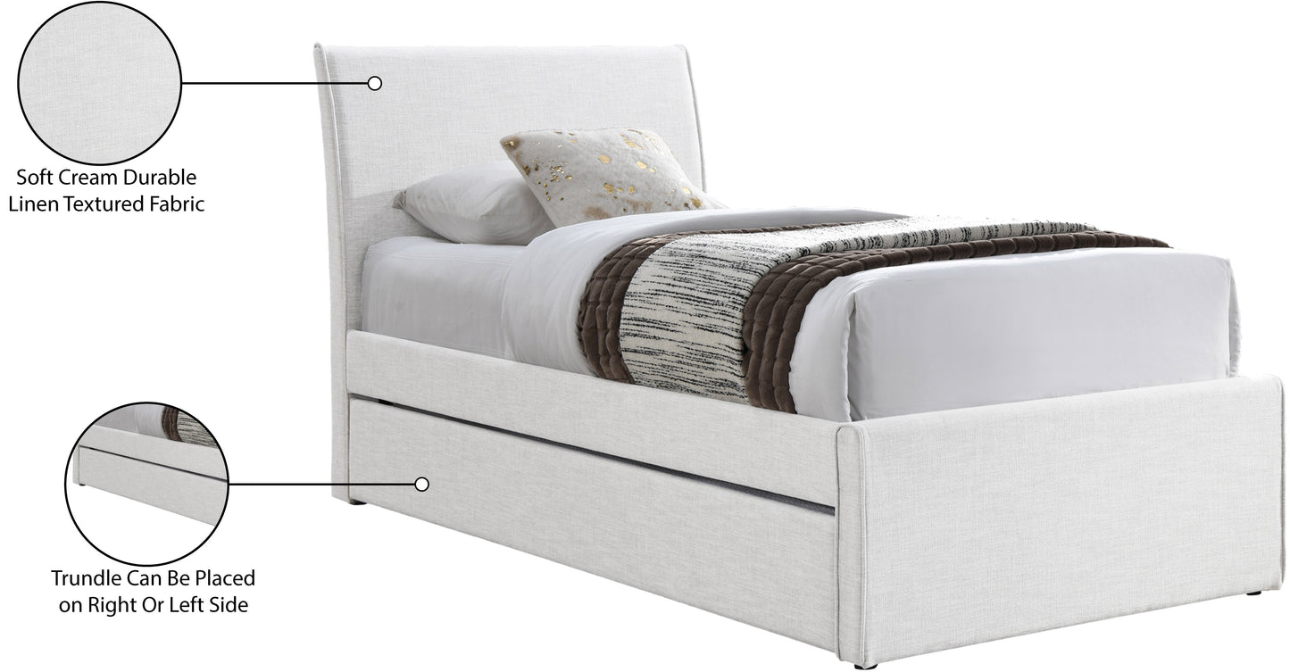 niagara cream linen textured fabric twin trundle bed