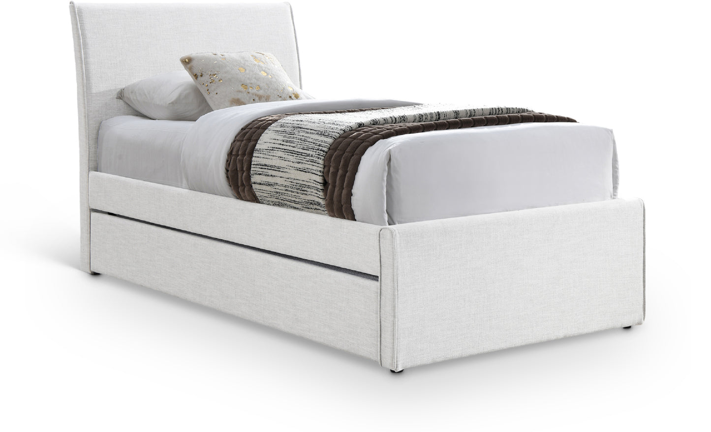 niagara cream linen textured fabric twin trundle bed