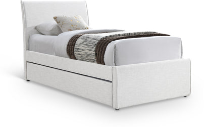 Niagara Cream Linen Textured Fabric Twin Trundle Bed