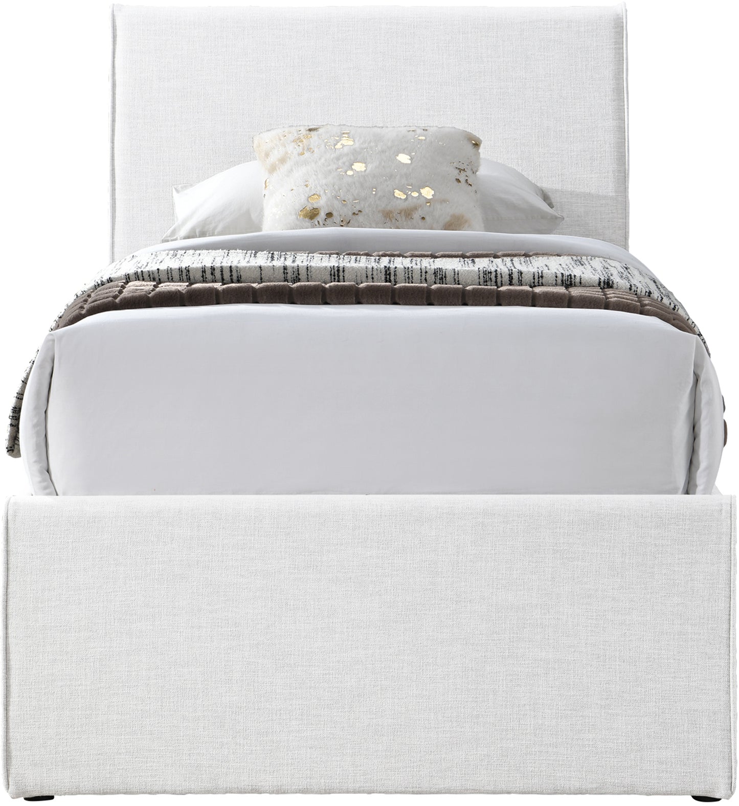 niagara cream linen textured fabric twin trundle bed