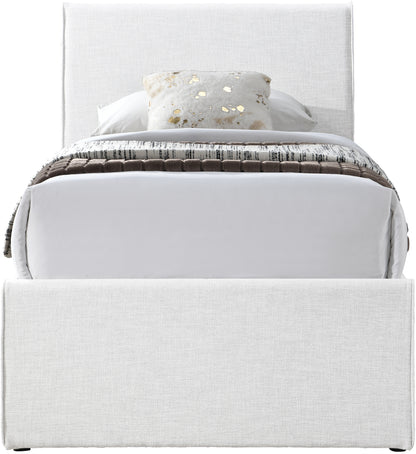 Niagara Cream Linen Textured Fabric Twin Trundle Bed