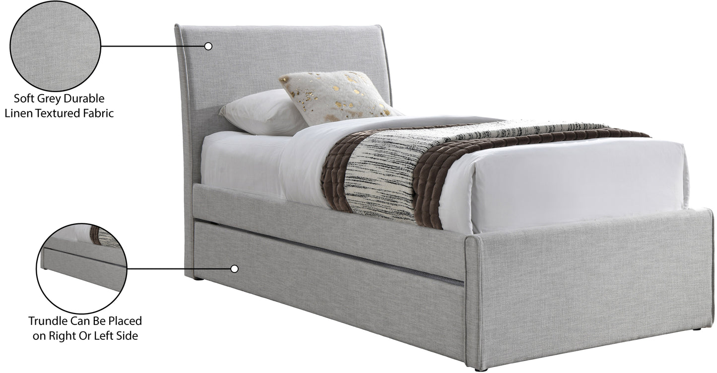 niagara grey linen textured fabric twin trundle bed