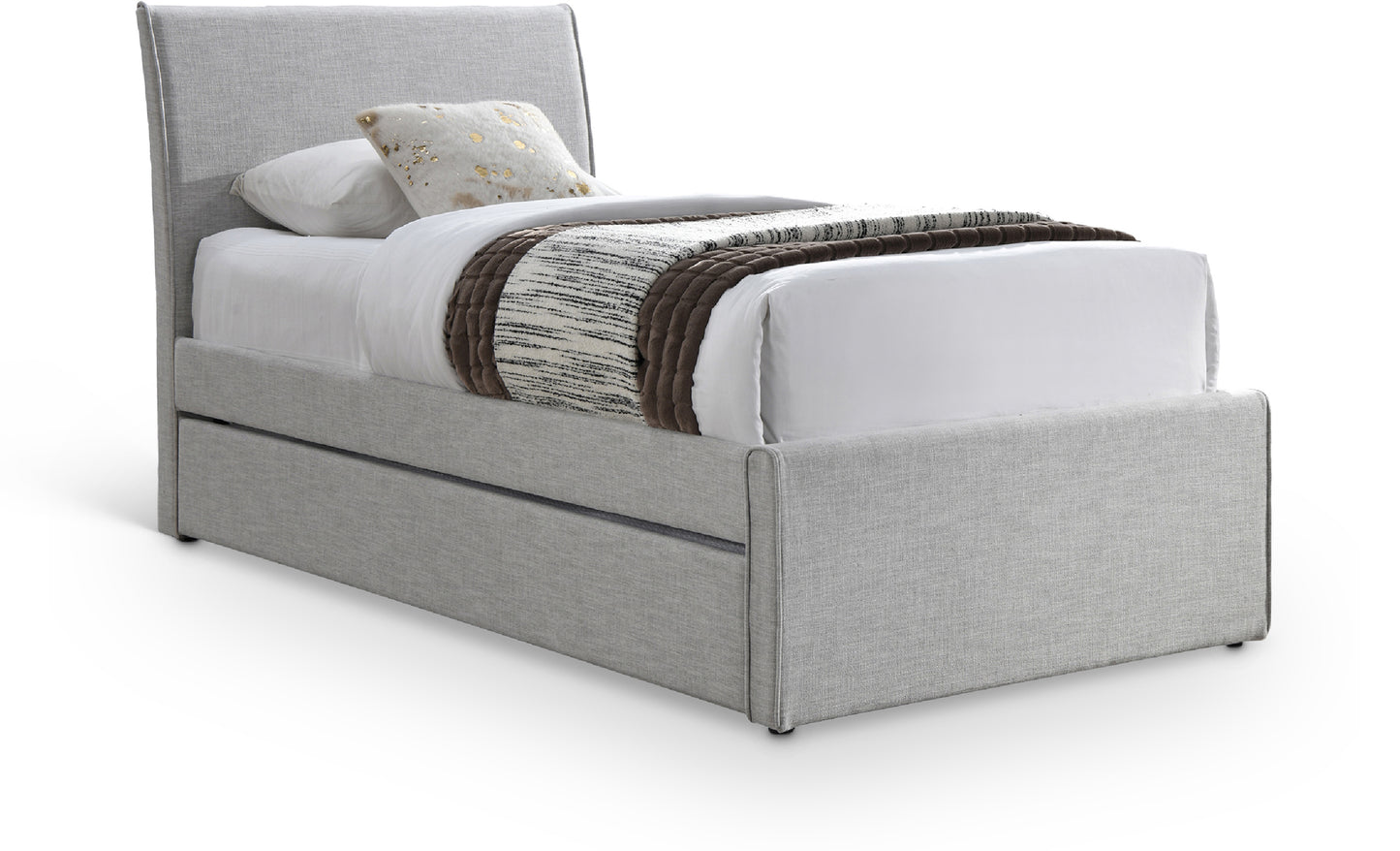 niagara grey linen textured fabric twin trundle bed