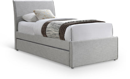 Niagara Grey Linen Textured Fabric Twin Trundle Bed