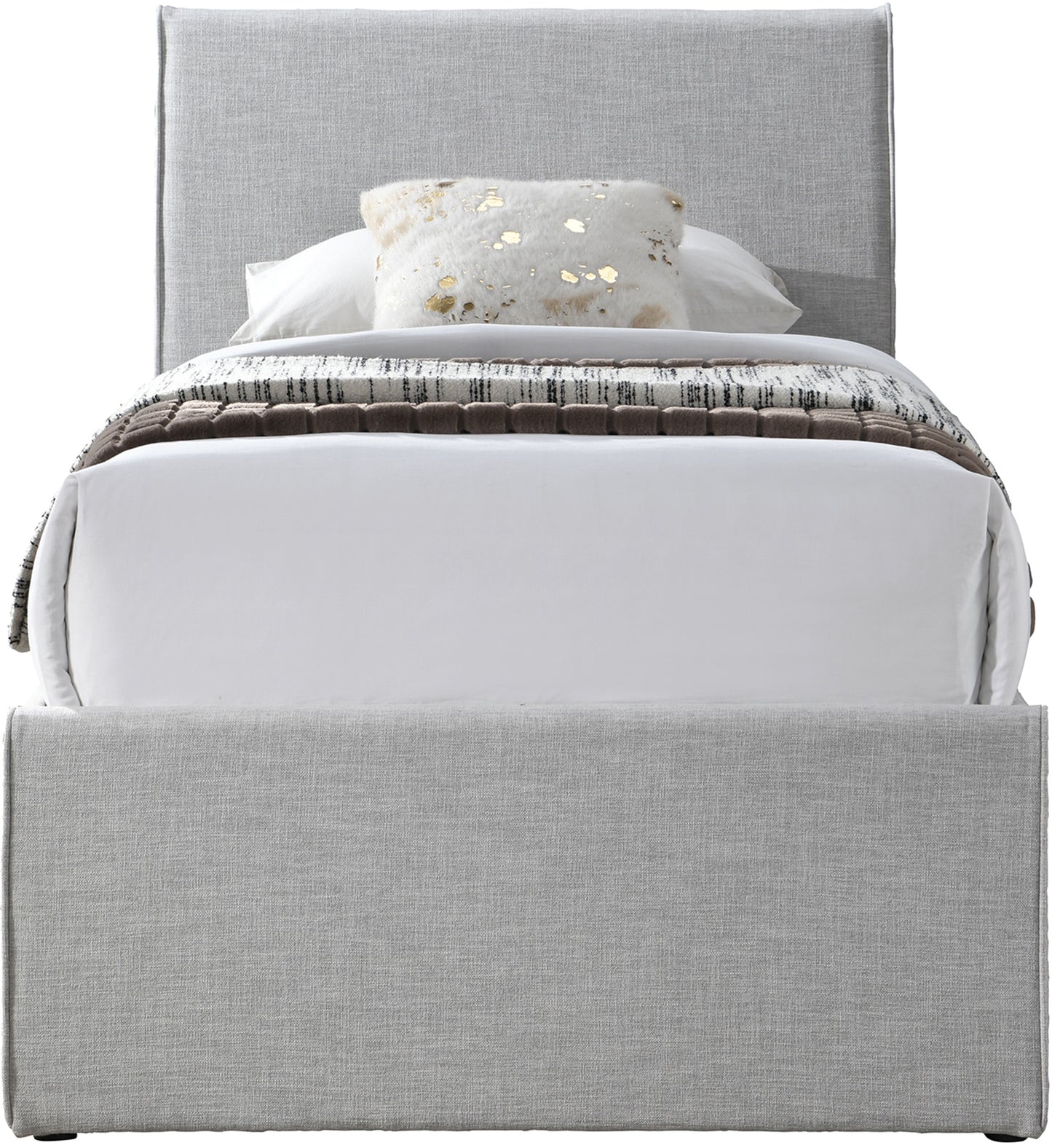 niagara grey linen textured fabric twin trundle bed