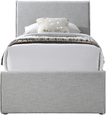 Niagara Grey Linen Textured Fabric Twin Trundle Bed