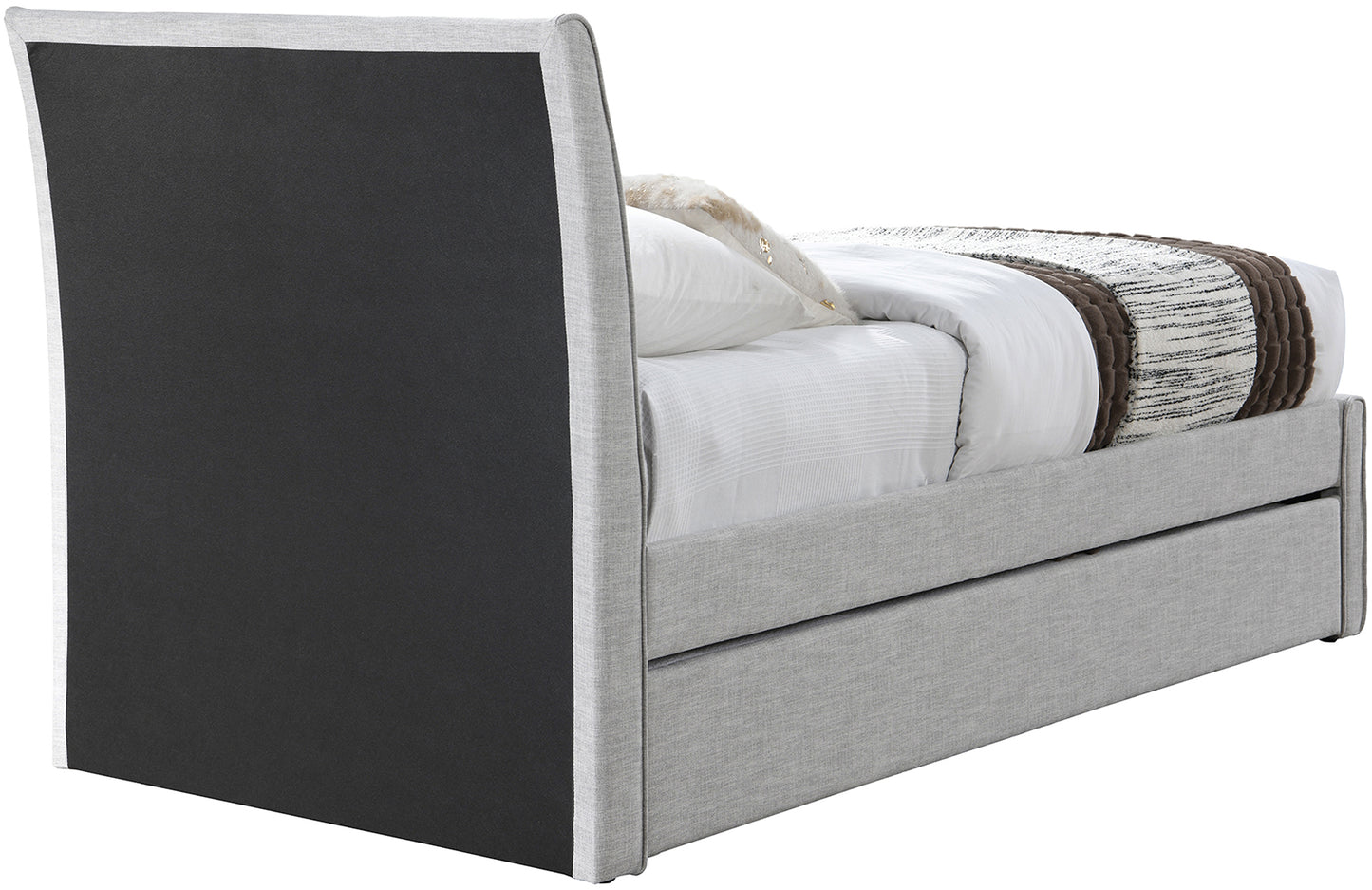 niagara grey linen textured fabric twin trundle bed