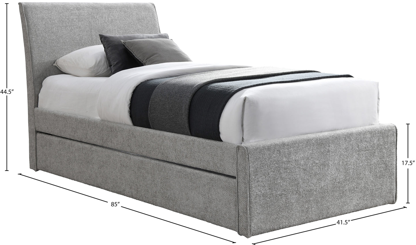 niagara grey chenille fabric twin trundle bed