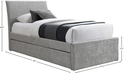 Niagara Grey Chenille Fabric Twin Trundle Bed