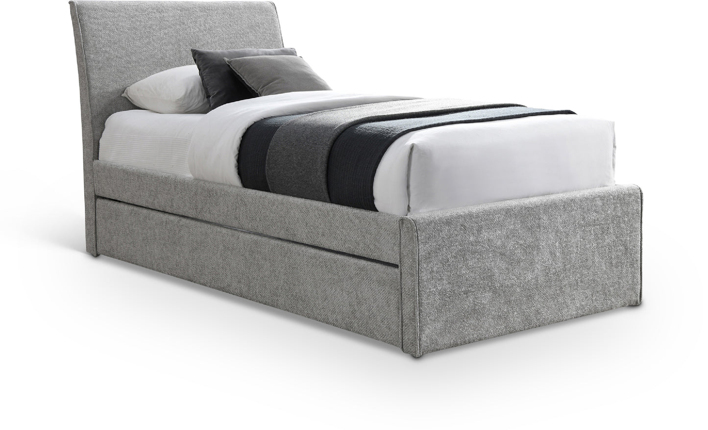 niagara grey chenille fabric twin trundle bed