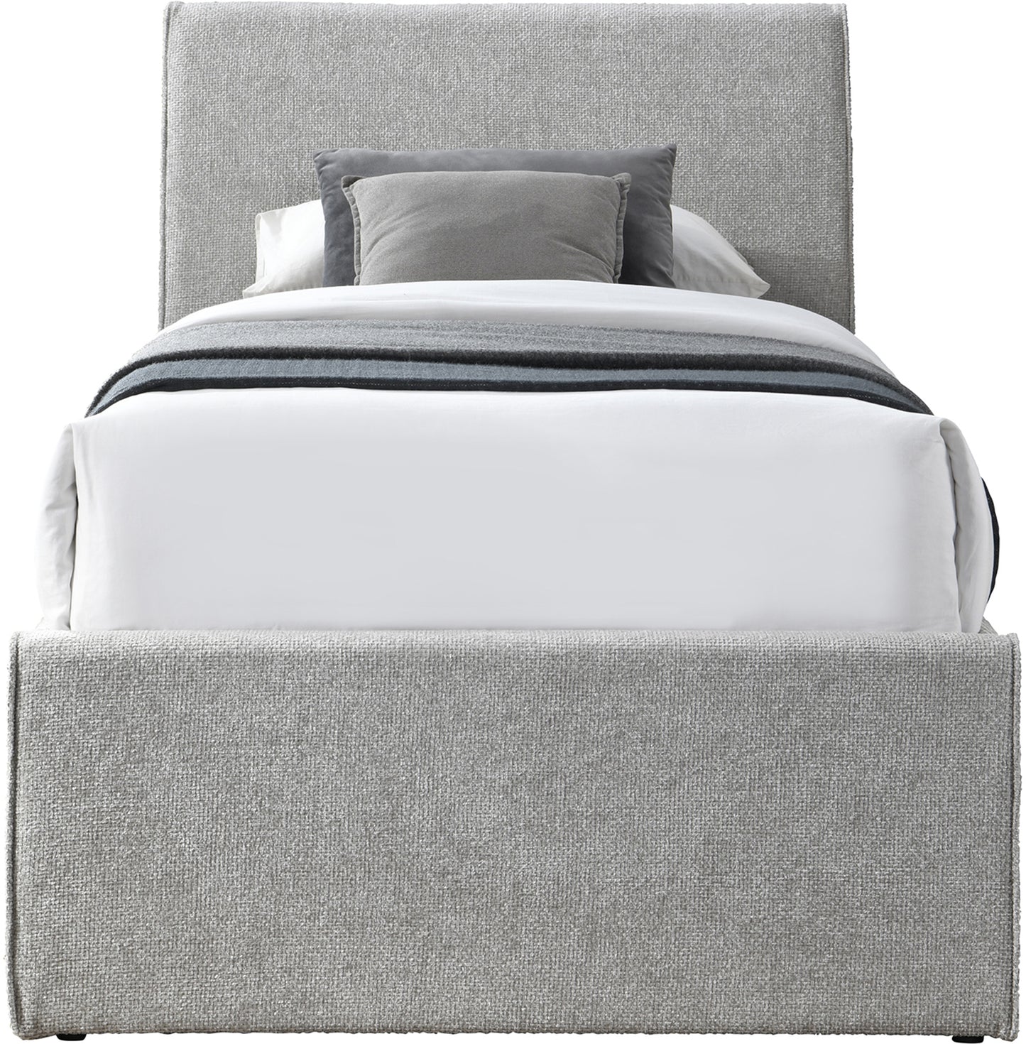 niagara grey chenille fabric twin trundle bed