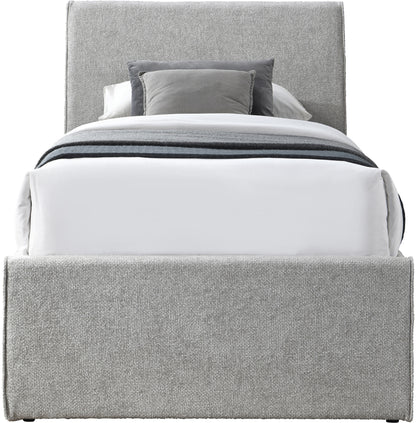 Niagara Grey Chenille Fabric Twin Trundle Bed