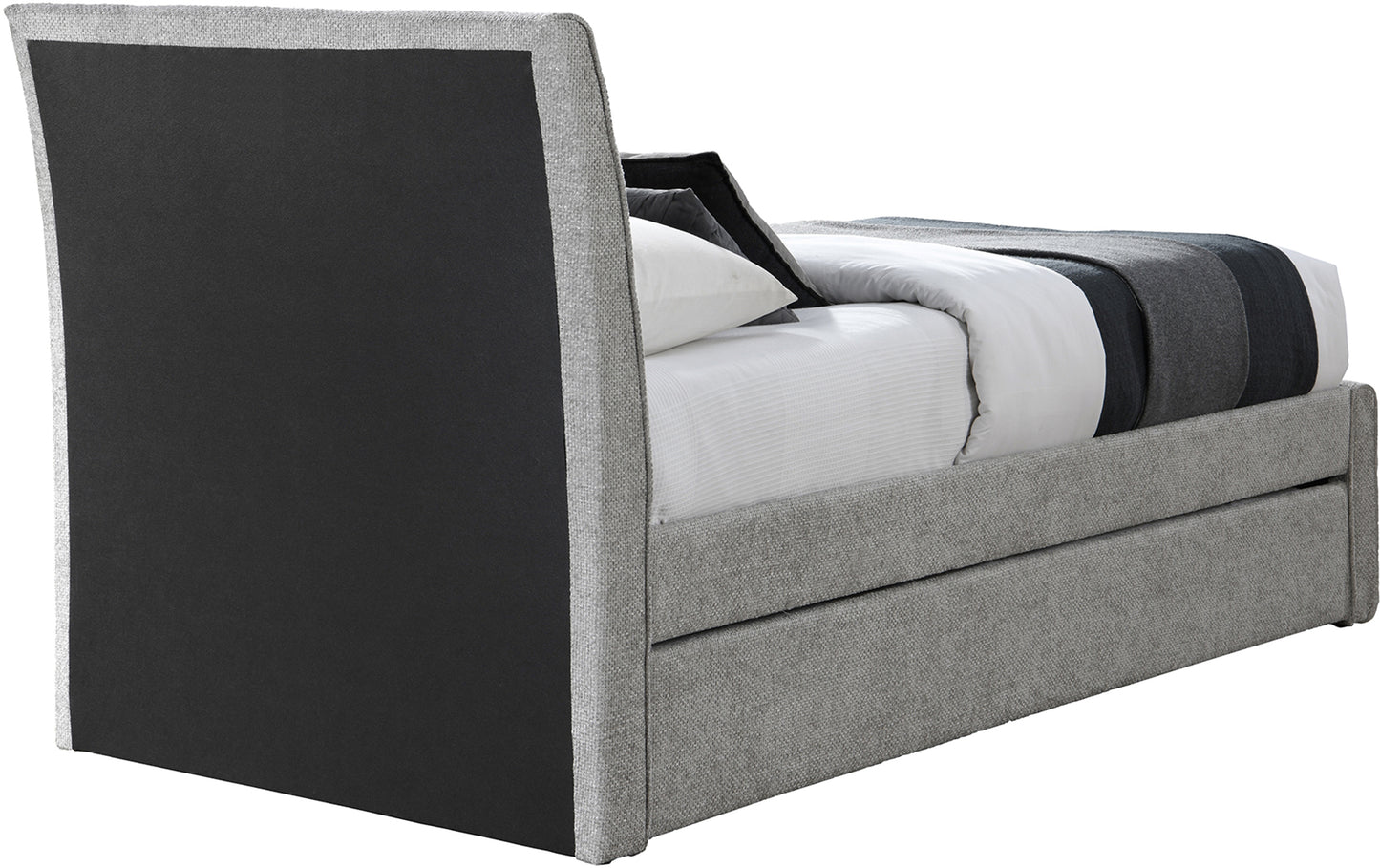 niagara grey chenille fabric twin trundle bed