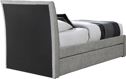 Niagara Grey Chenille Fabric Twin Trundle Bed