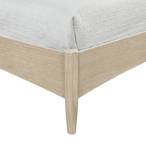 Faye Brown Vegan Leather Headboard And Wood King Bed, 1 Piece