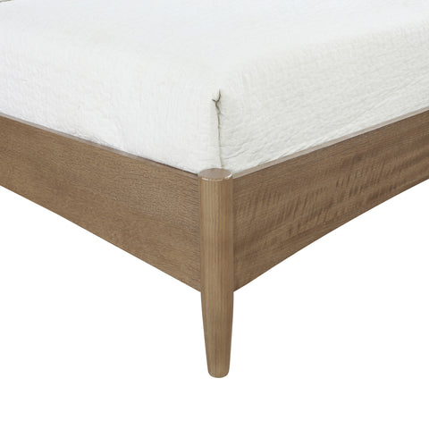 Faye Brown Vegan Leather Headboard And Wood Full Bed, 1 Piece (Style 2)