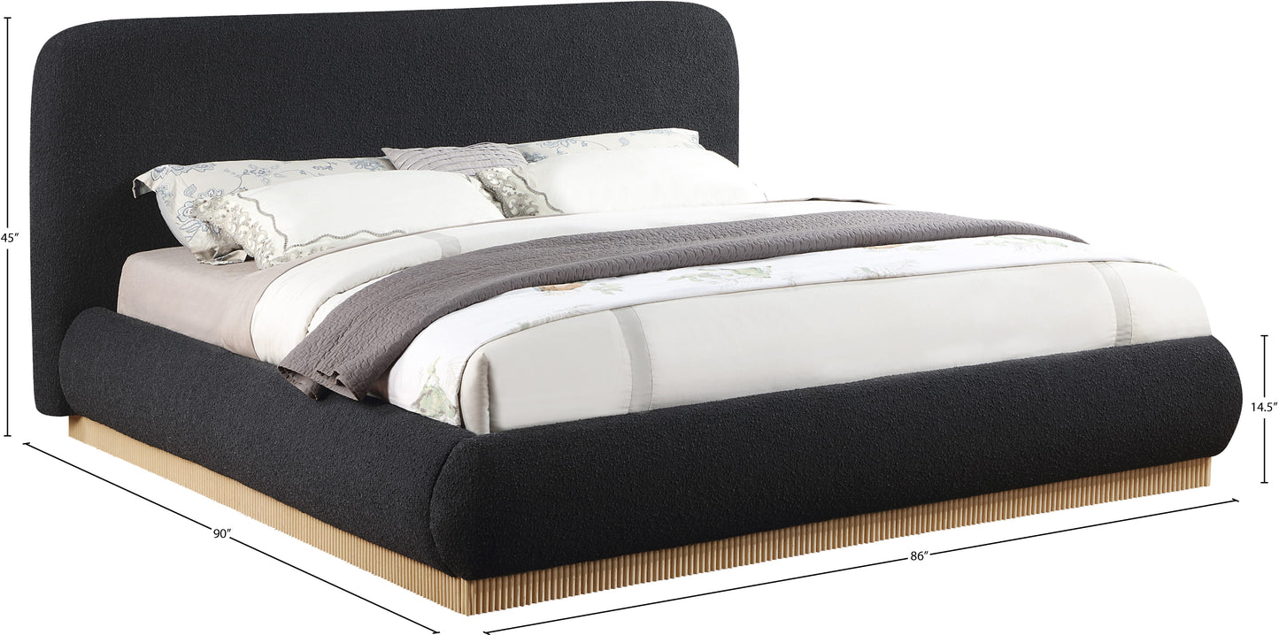 hendrix black boucle fabric king bed