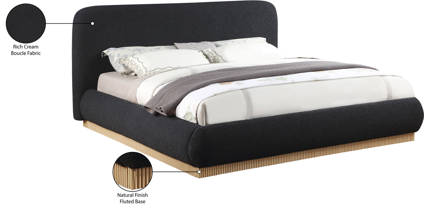 hendrix black boucle fabric king bed