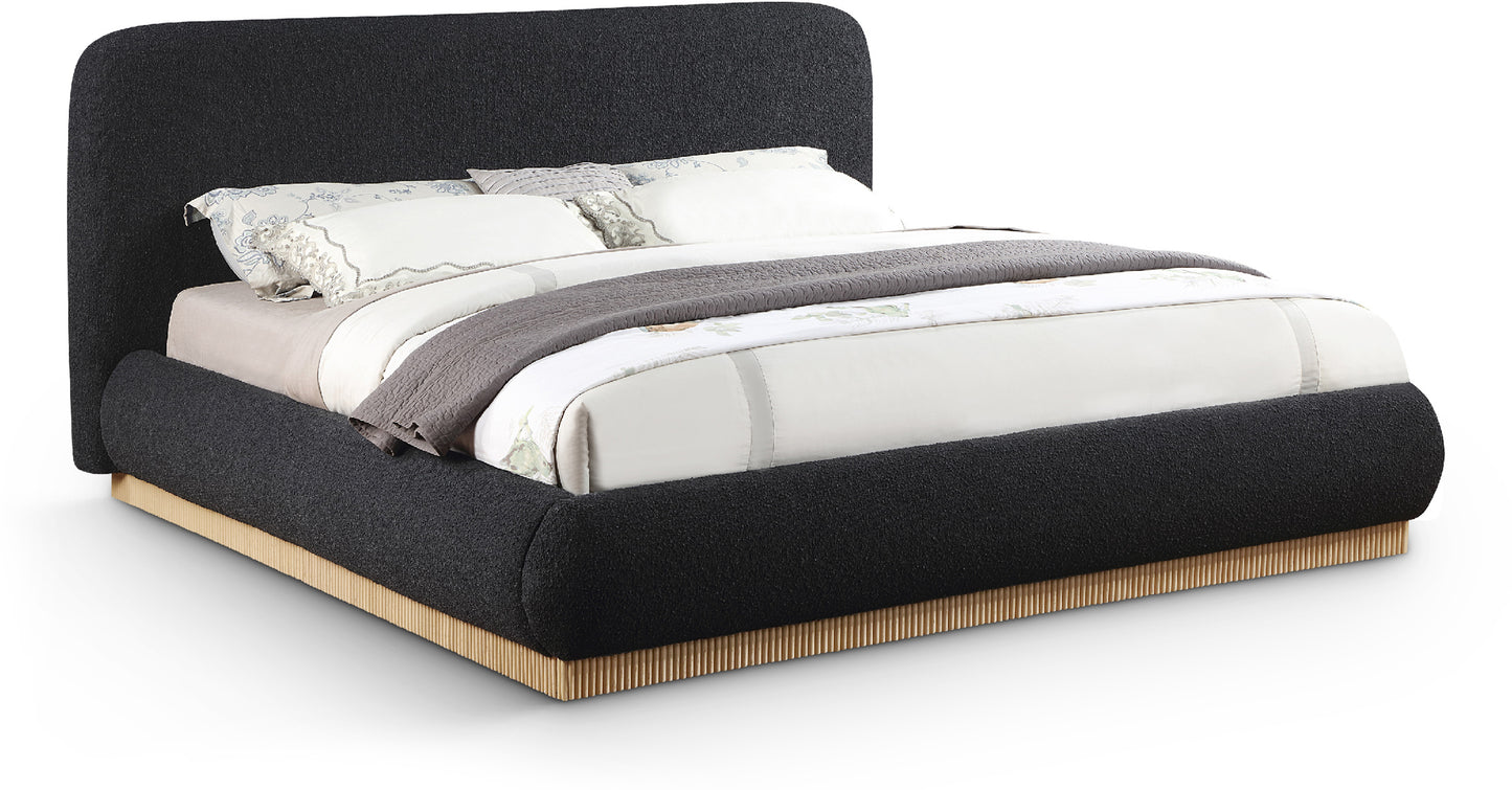 hendrix black boucle fabric king bed