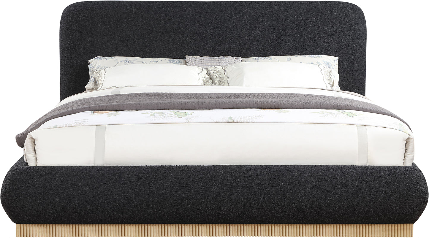 hendrix black boucle fabric king bed