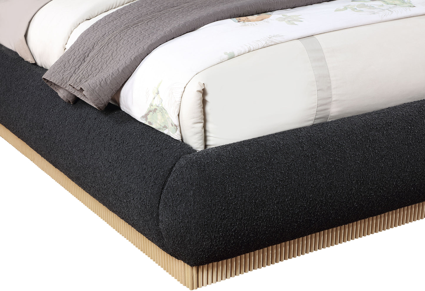 hendrix black boucle fabric king bed