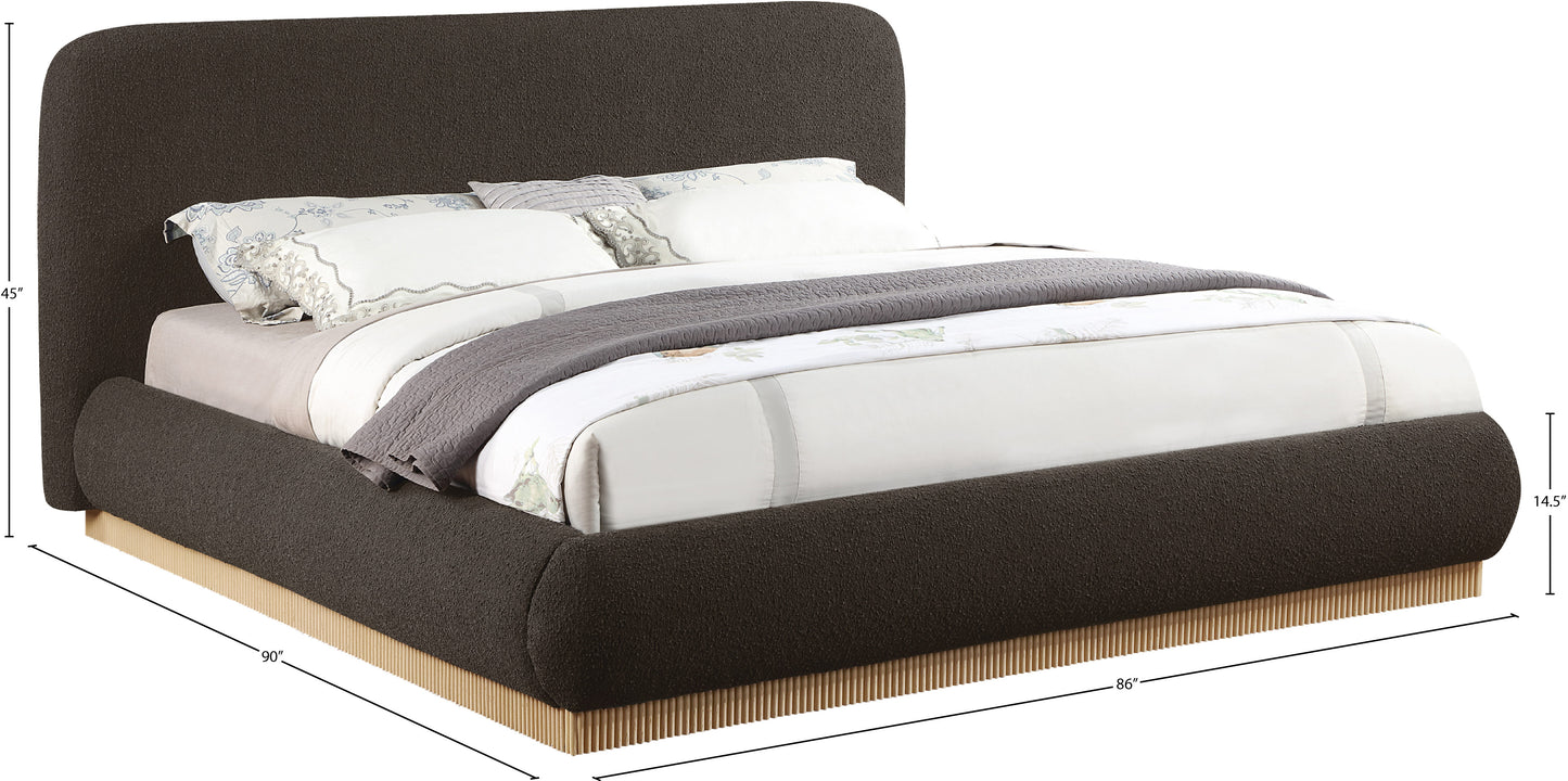 hendrix brown boucle fabric king bed