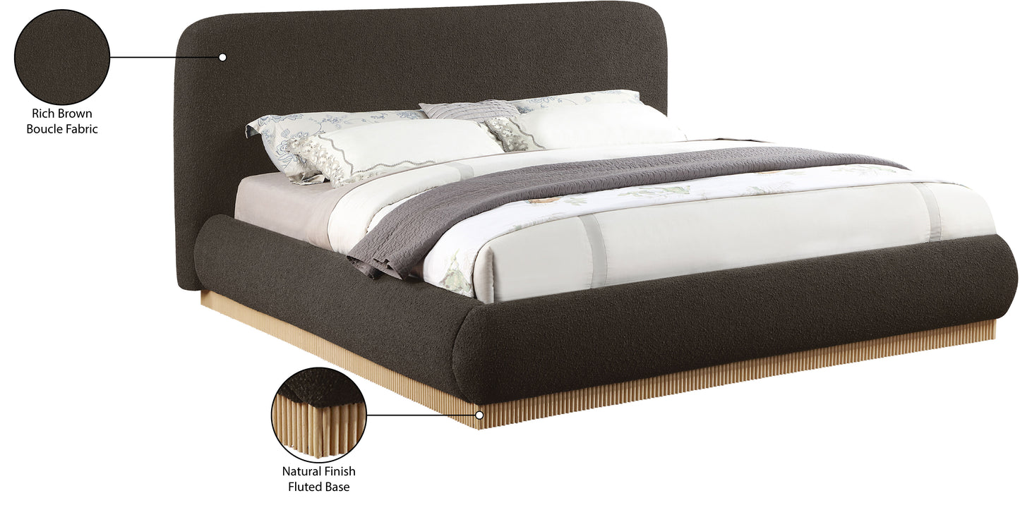 hendrix brown boucle fabric king bed