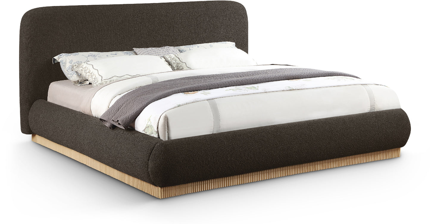 hendrix brown boucle fabric king bed