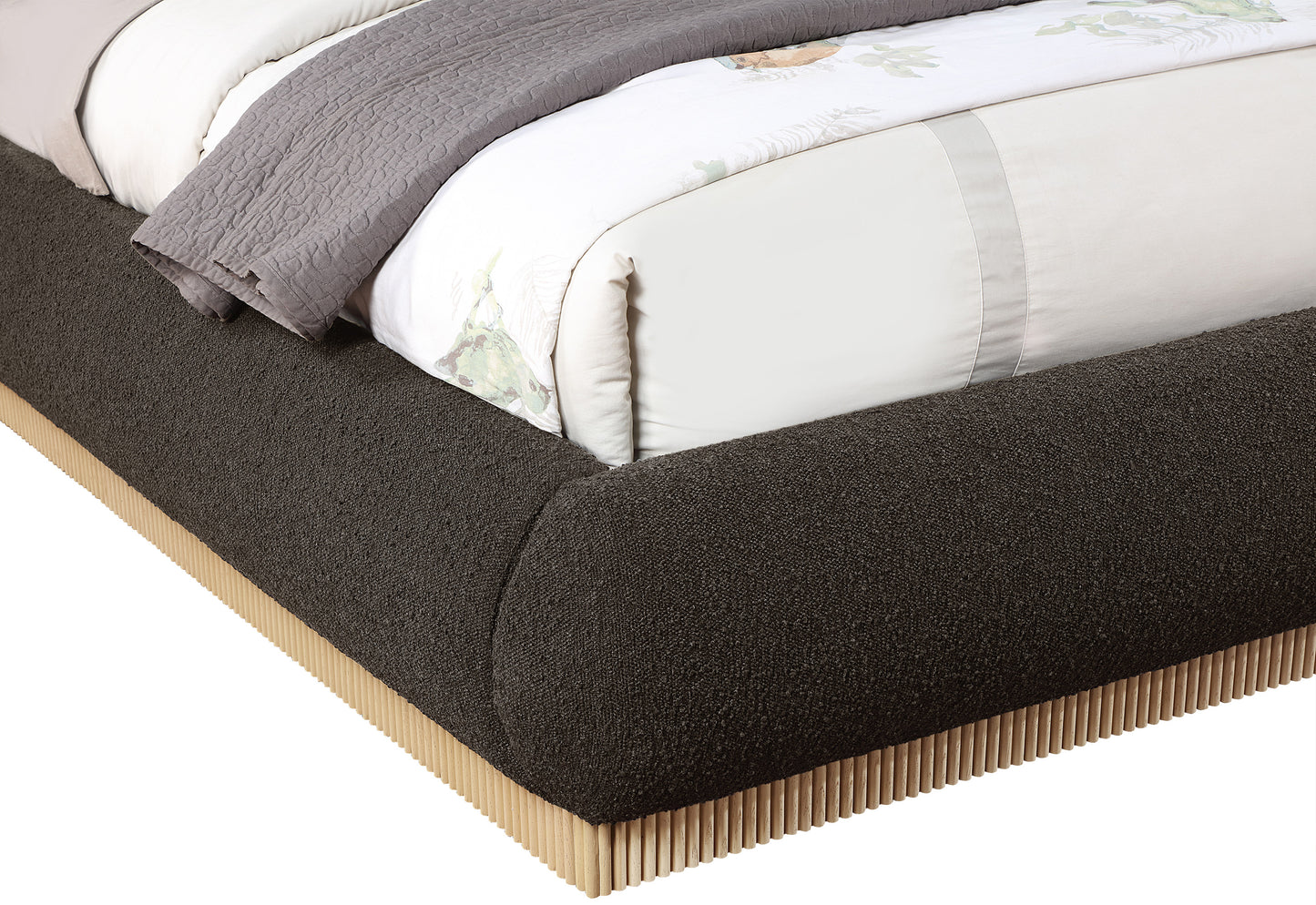 hendrix brown boucle fabric king bed