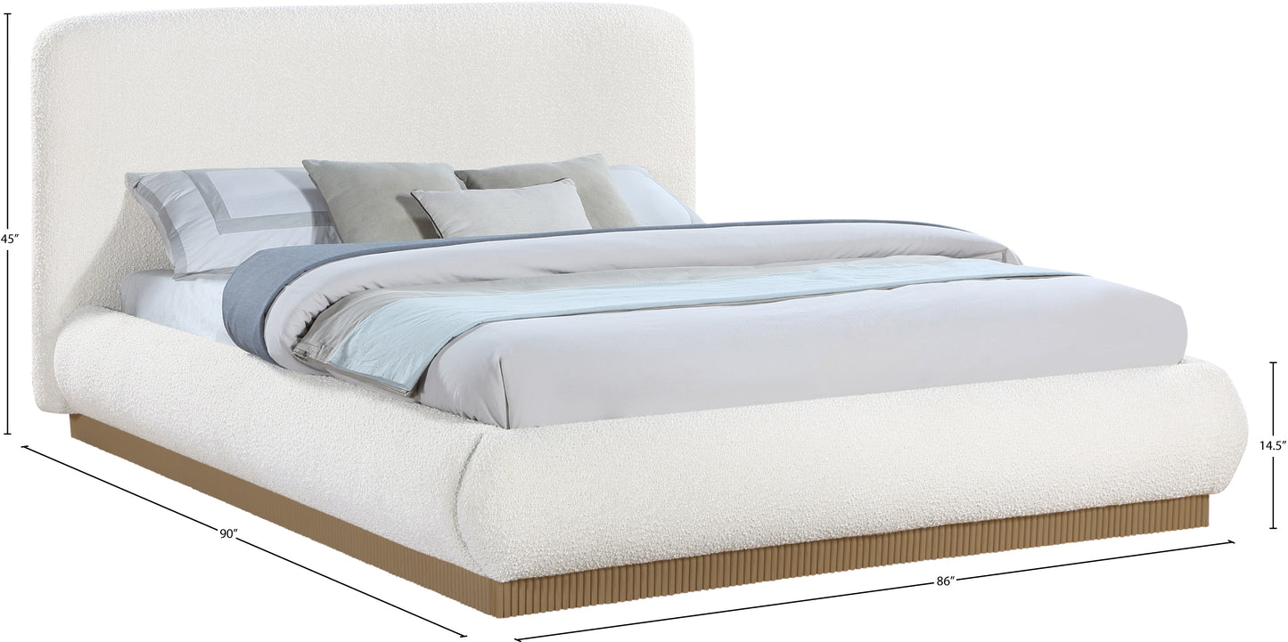 hendrix cream boucle fabric king bed