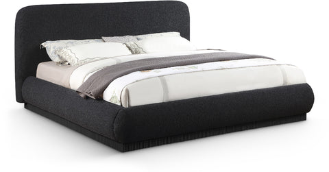 Noelle Black Boucle Fabric Upholstered King Bed, 1 Piece (Style 2)