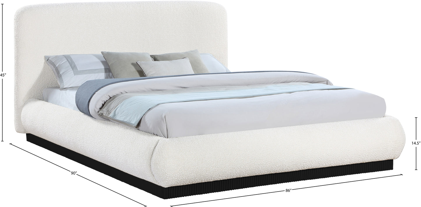 hendrix cream boucle fabric king bed