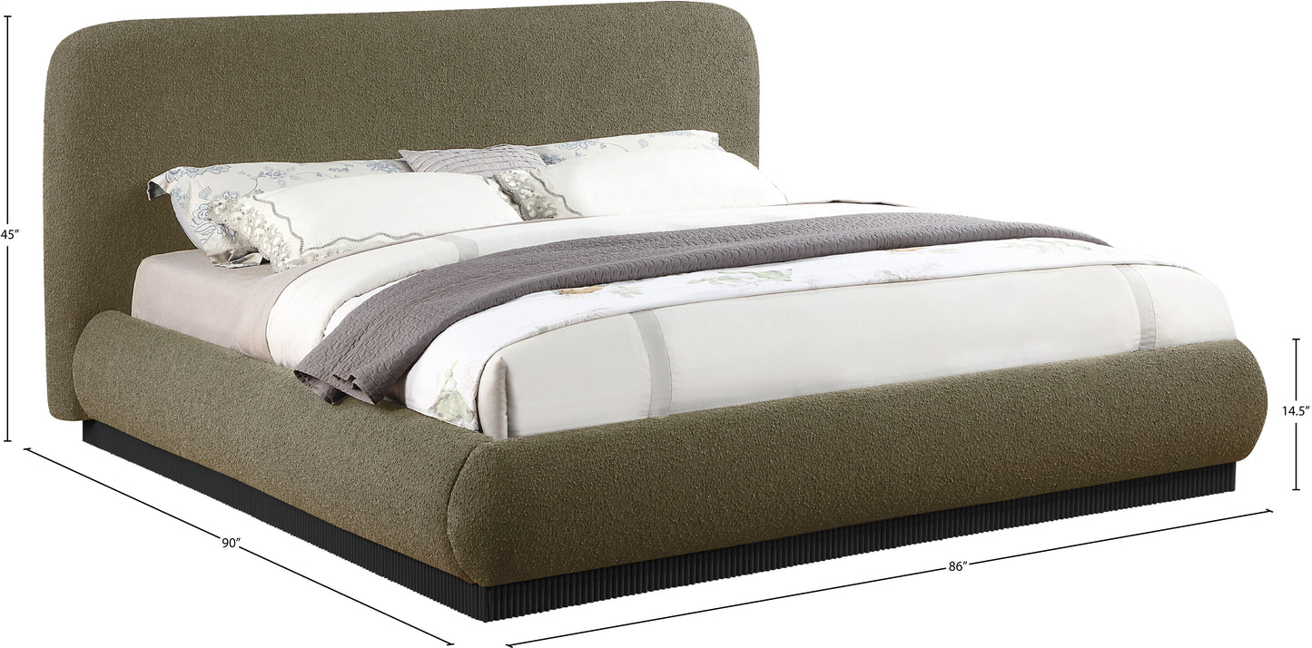 hendrix olive boucle fabric king bed