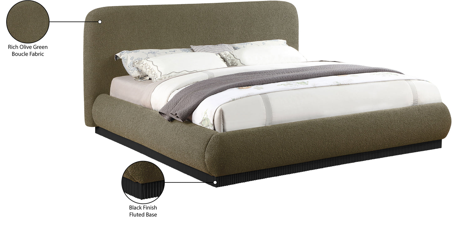 hendrix olive boucle fabric king bed