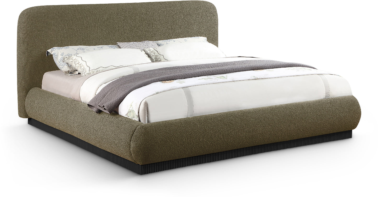 hendrix olive boucle fabric king bed