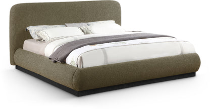 Hendrix Olive Boucle Fabric King Bed