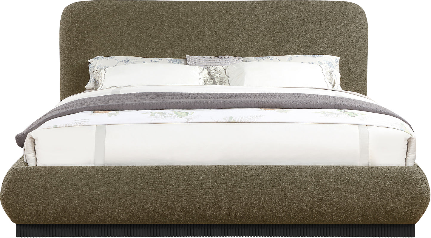 hendrix olive boucle fabric king bed