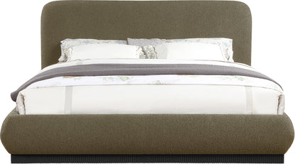 Hendrix Olive Boucle Fabric King Bed