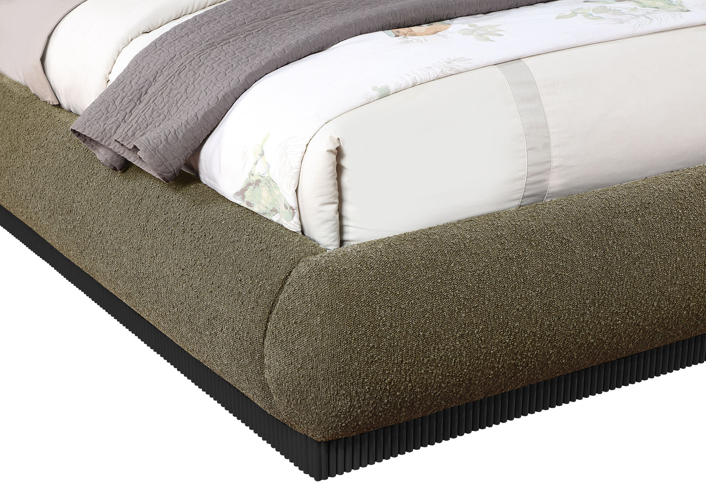 hendrix olive boucle fabric king bed